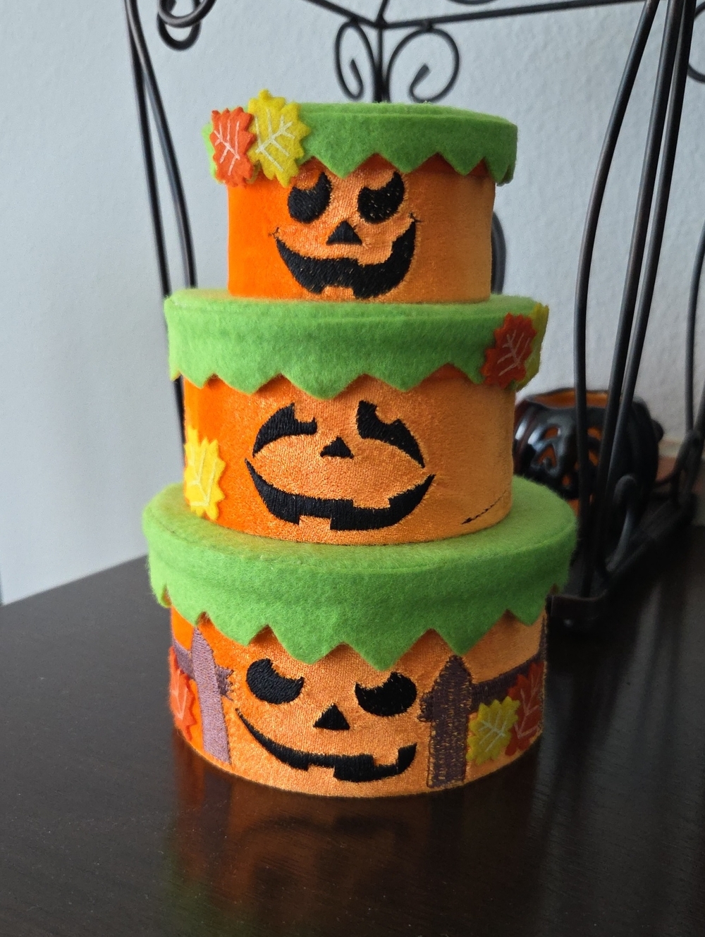 Orange & Green Halloween Pumpkin Stack Decorative Boxes